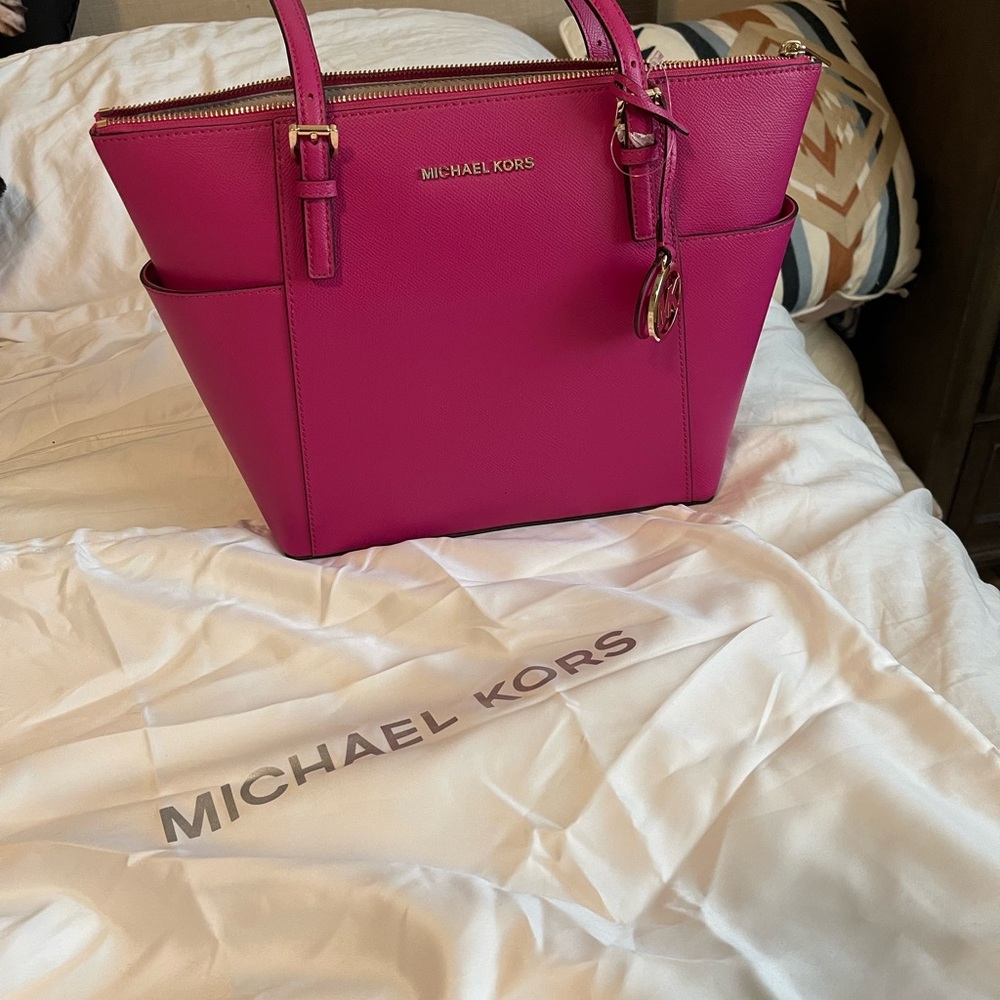 Michael Kors Tote Bag jet set east west tote wild berry